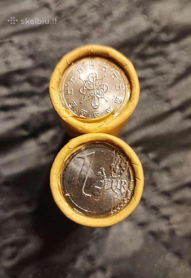 Portugalijos 1€ monetos 2016m rulonai