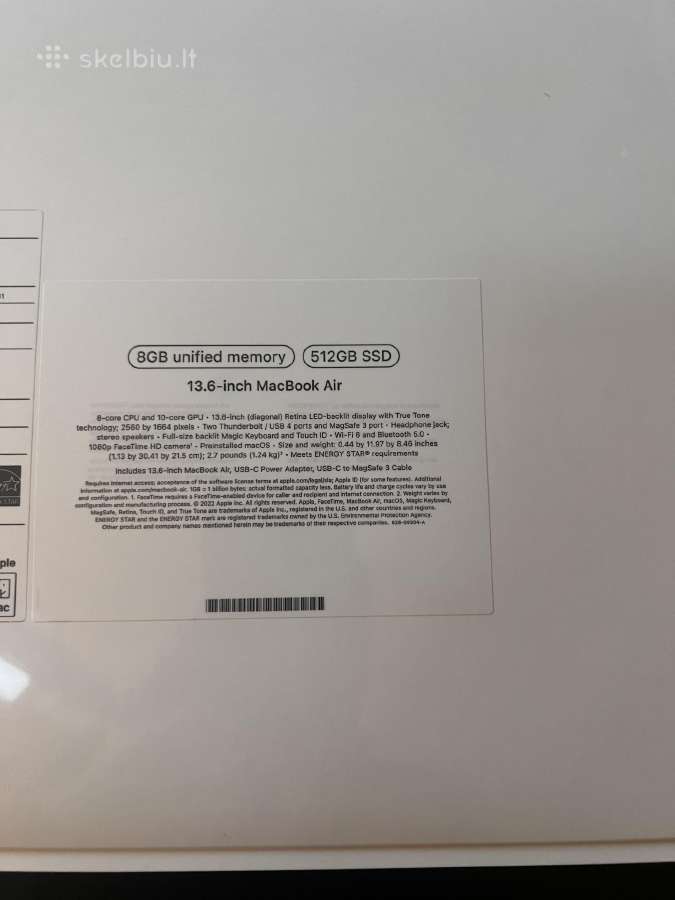 Naujas MacBook Air M2 13" 8/512gb space gray - nuotraukos Nr. 2