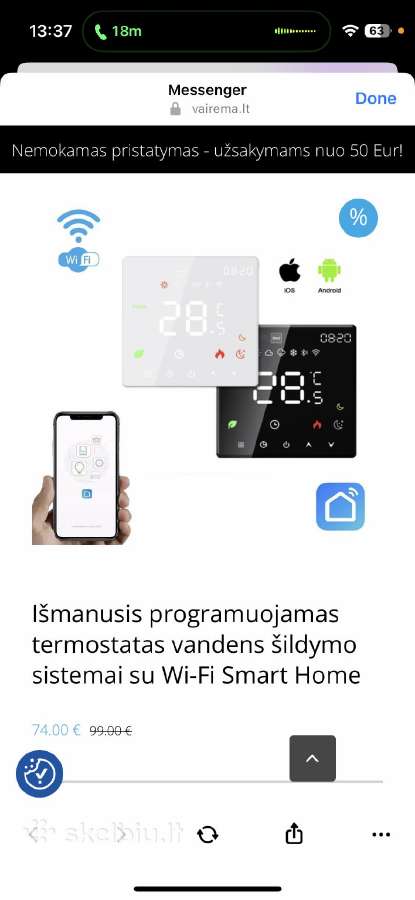 Termostatas su WiFi, liečiamas ekranas - nuotraukos Nr. 2