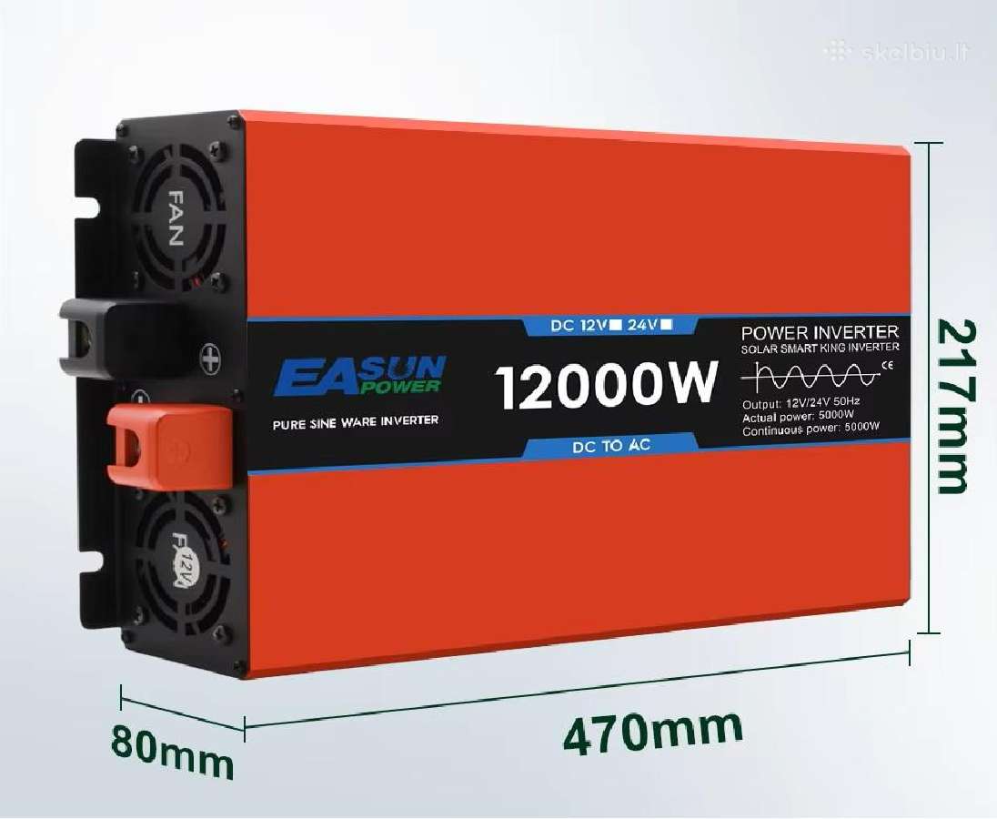 Įtampos keitiklis inverteris 24v-220v 12000w pulte - nuotraukos Nr. 3