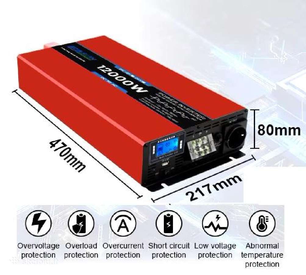 Įtampos keitiklis inverteris 24v-220v 12000w pulte - nuotraukos Nr. 4
