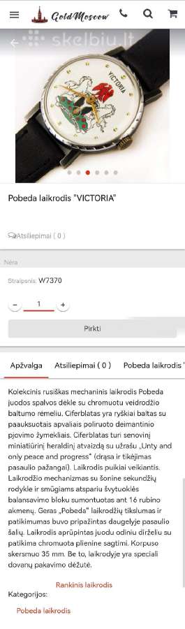 Ussr rankinis laikrodis Pobeda - nuotraukos Nr. 6