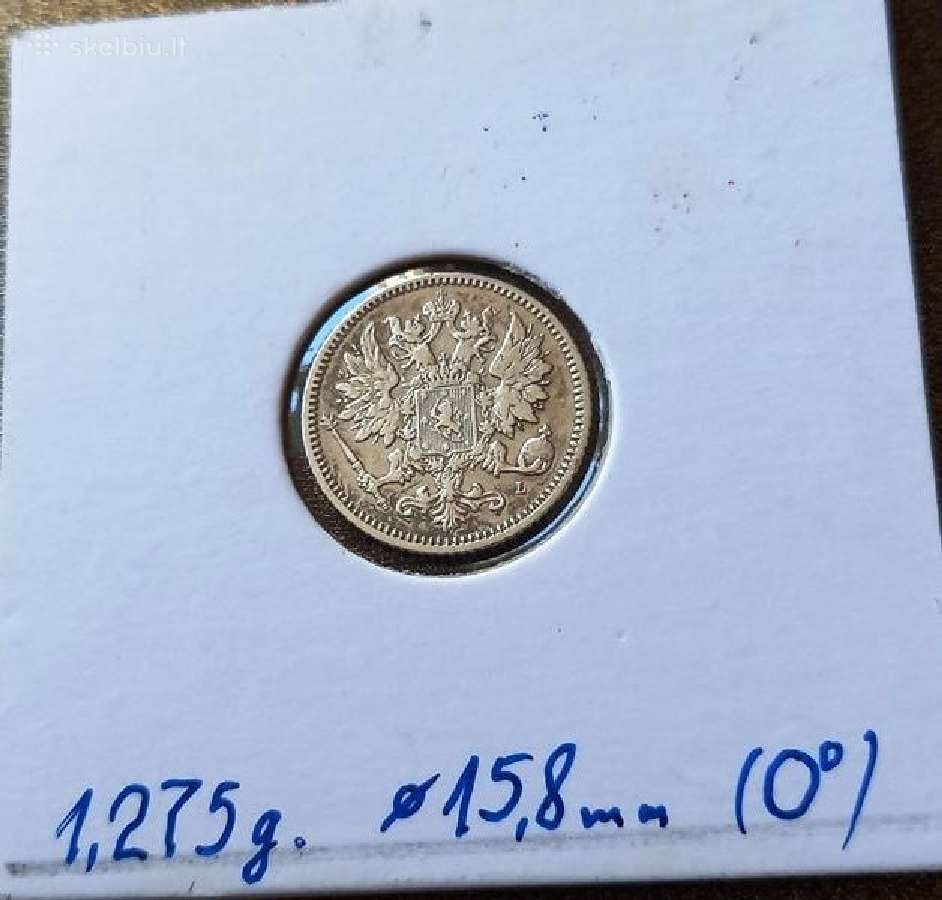 Suomija-rusija 1891 25 peni (sidabras) - nuotraukos Nr. 2