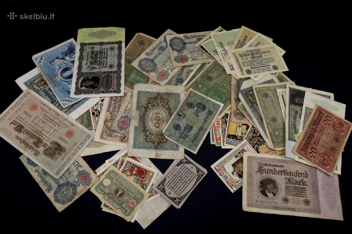 Banknotai Vokiški vien nuo 1 iki 3 euru