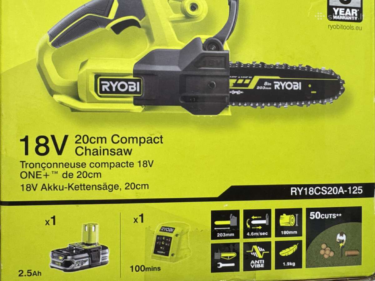 Ryobi 18v grandininis pjūklas genėjimui - nuotraukos Nr. 2