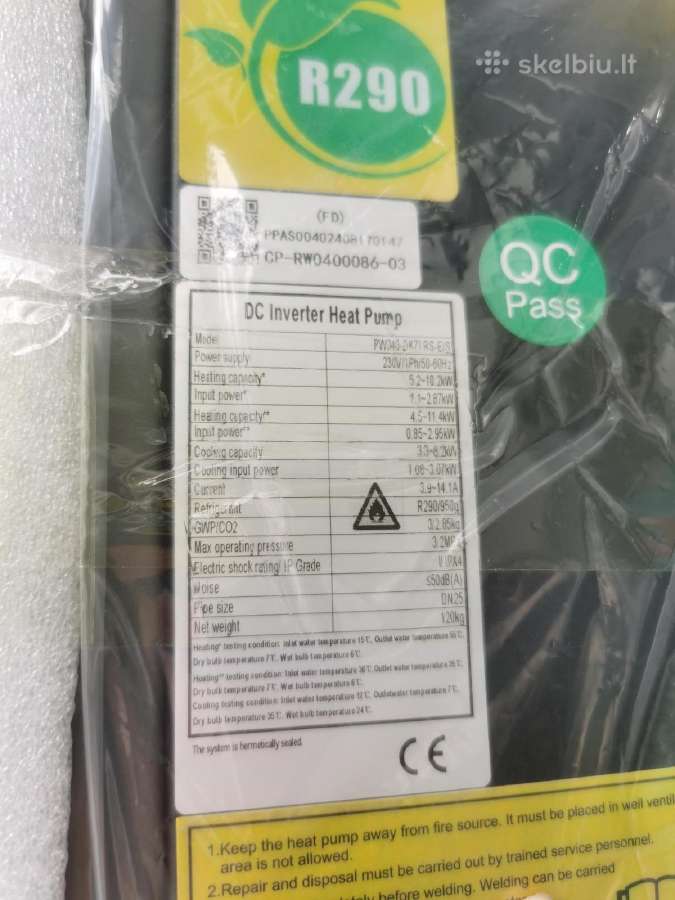 Šilumos siurblys oras vanduo 11/8kw R290 - nuotraukos Nr. 2