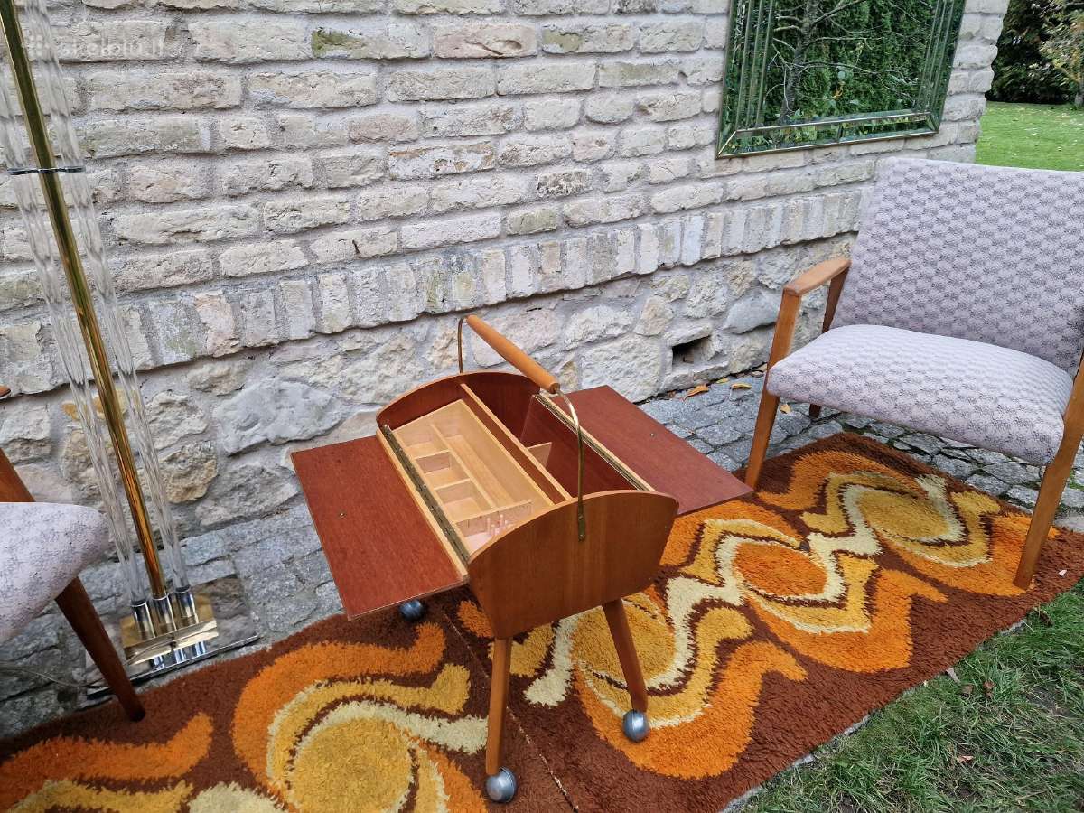 Vintažinė mid century rankdarbių dėžutė-siūlinė - nuotraukos Nr. 17