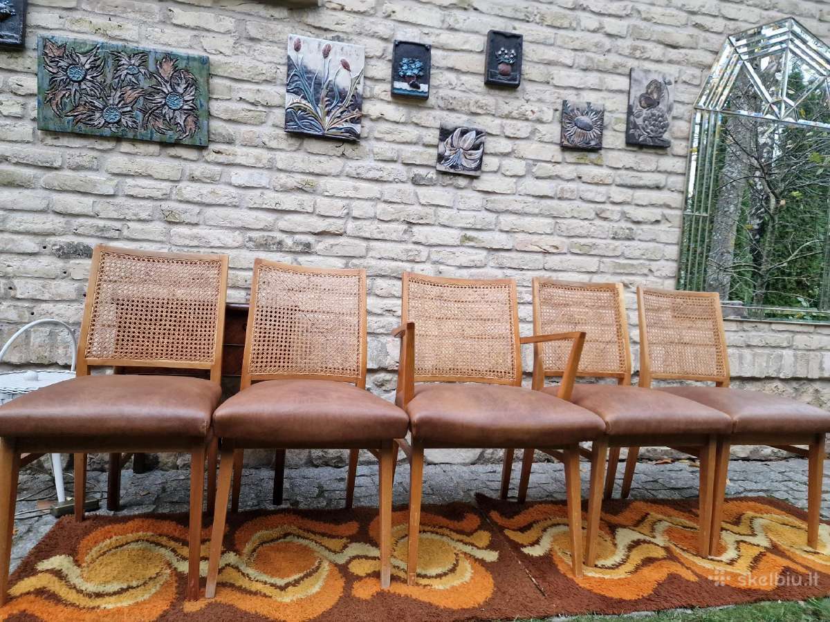 Vintažinės Art Deco bukmedžio/ratango kedės - nuotraukos Nr. 2