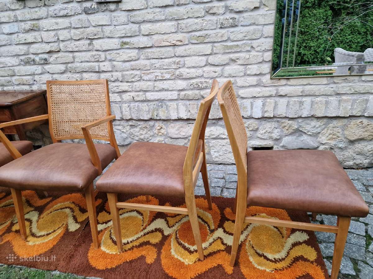 Vintažinės Art Deco bukmedžio/ratango kedės - nuotraukos Nr. 3