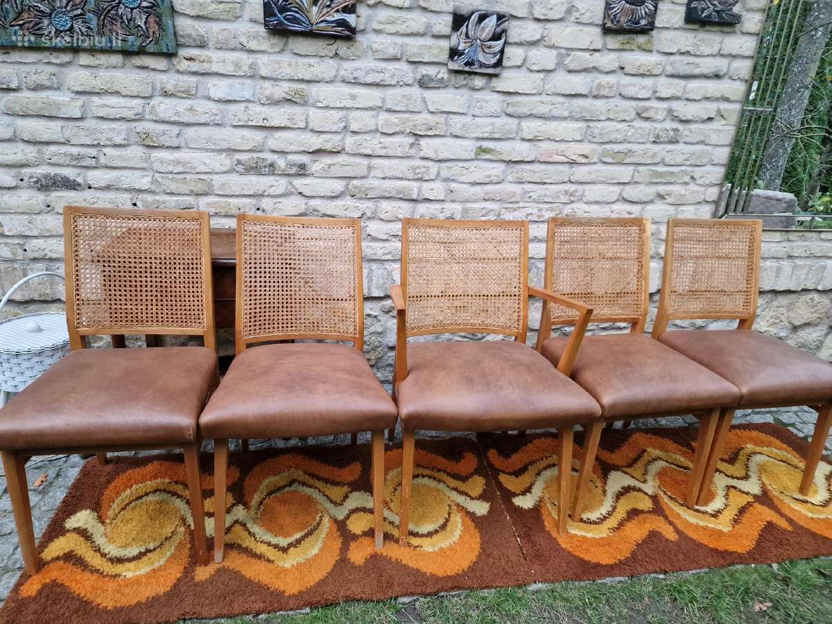 Vintažinės Art Deco bukmedžio/ratango kedės - nuotraukos Nr. 4