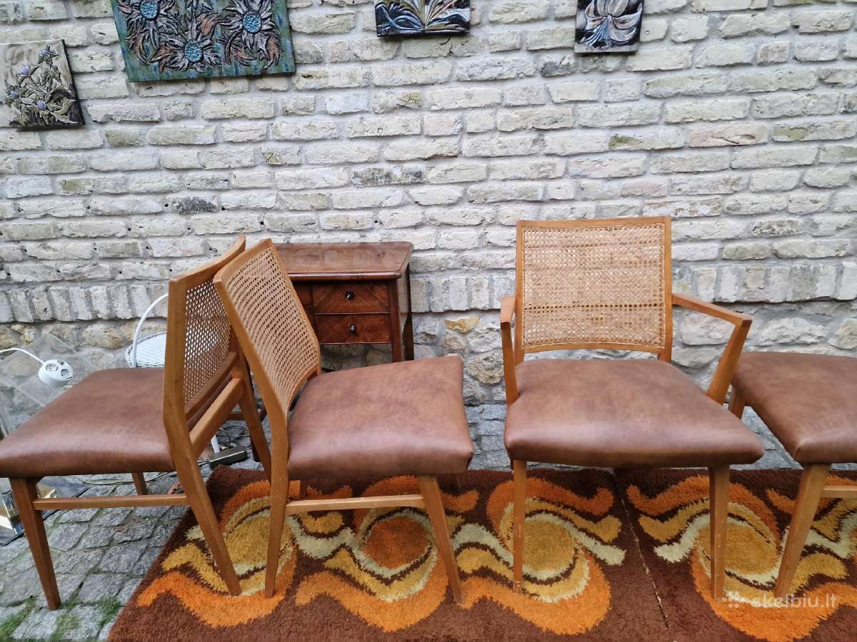Vintažinės Art Deco bukmedžio/ratango kedės - nuotraukos Nr. 5