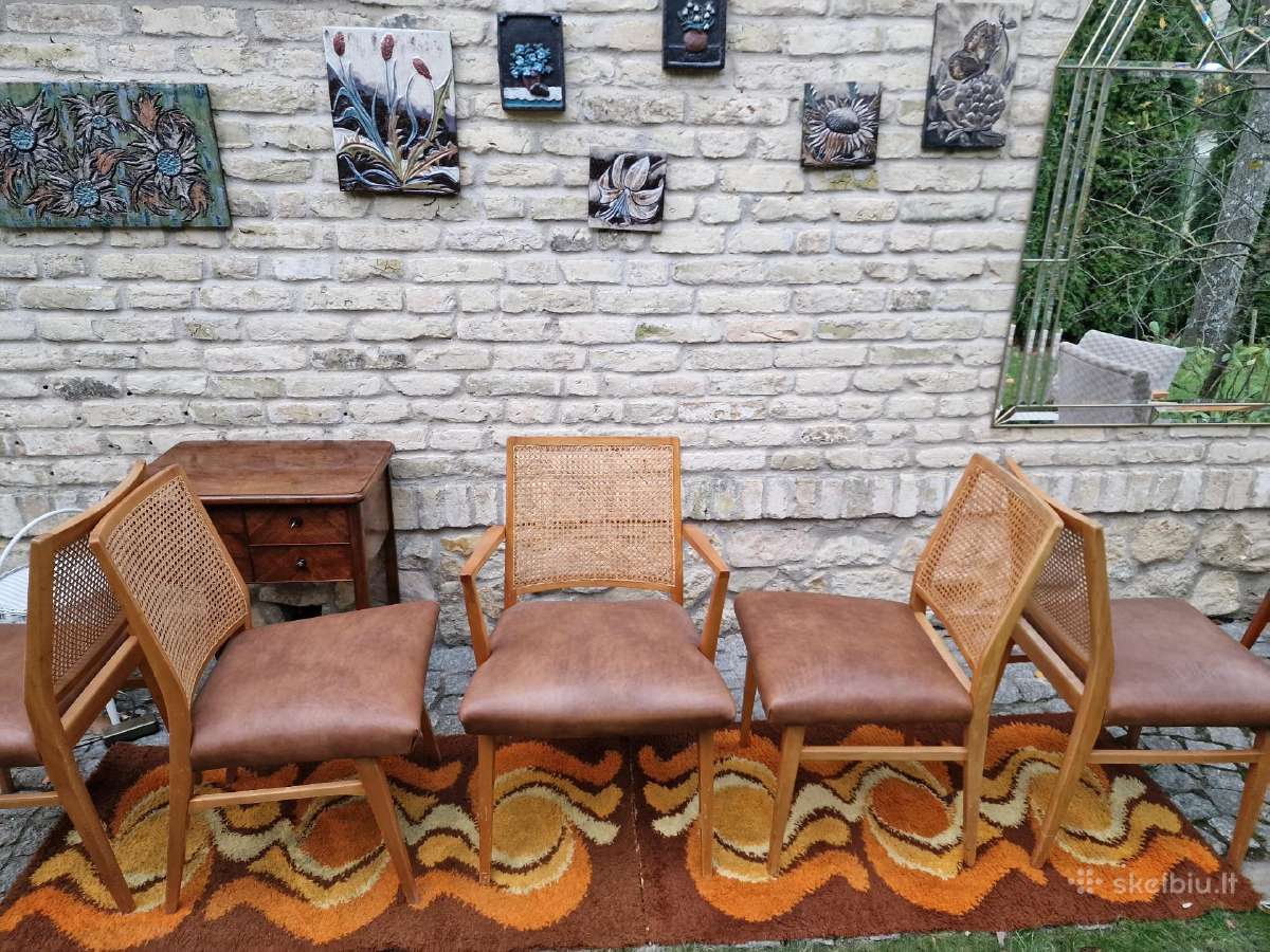 Vintažinės Art Deco bukmedžio/ratango kedės - nuotraukos Nr. 6