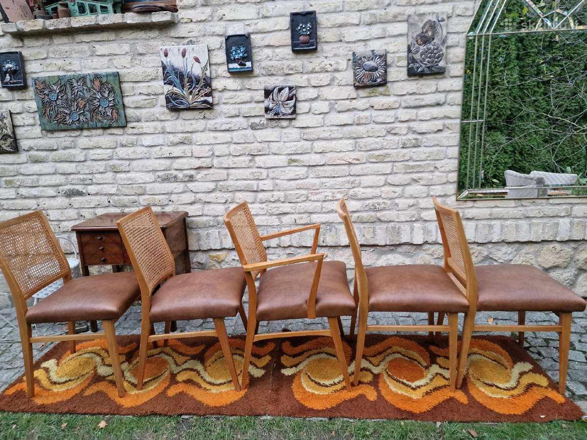 Vintažinės Art Deco bukmedžio/ratango kedės - nuotraukos Nr. 8