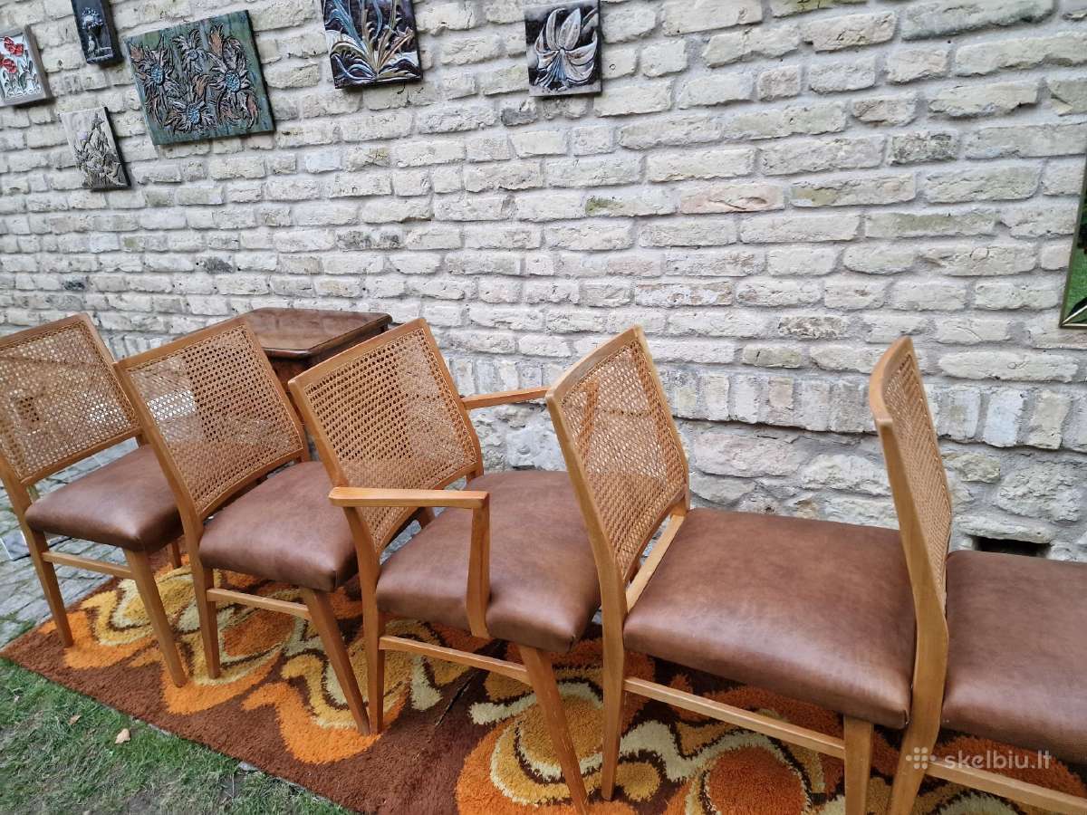 Vintažinės Art Deco bukmedžio/ratango kedės - nuotraukos Nr. 9