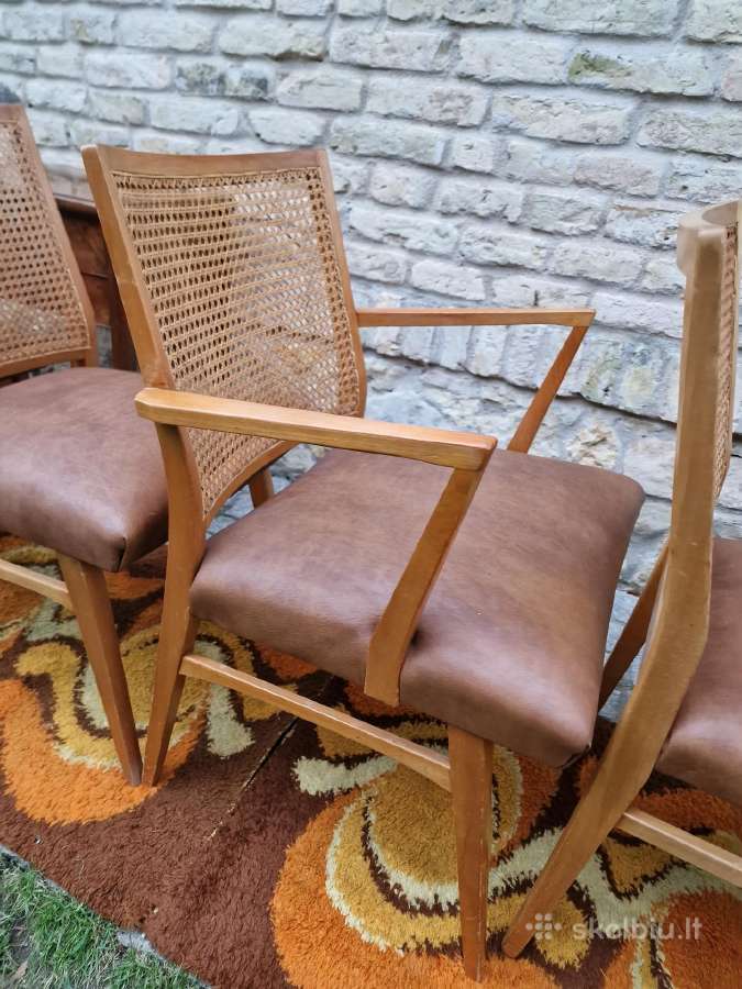 Vintažinės Art Deco bukmedžio/ratango kedės - nuotraukos Nr. 11