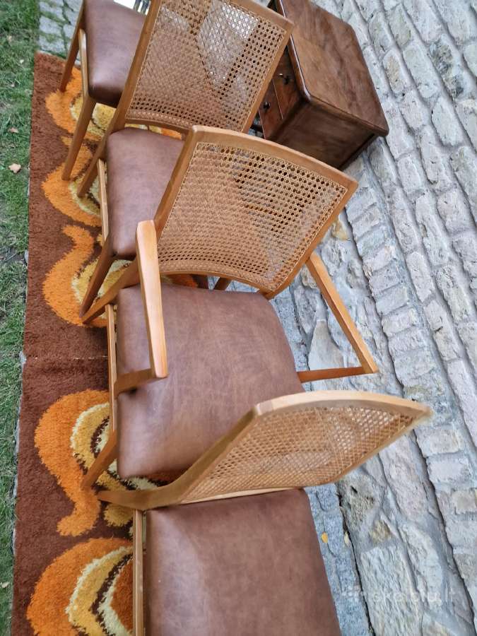Vintažinės Art Deco bukmedžio/ratango kedės - nuotraukos Nr. 12