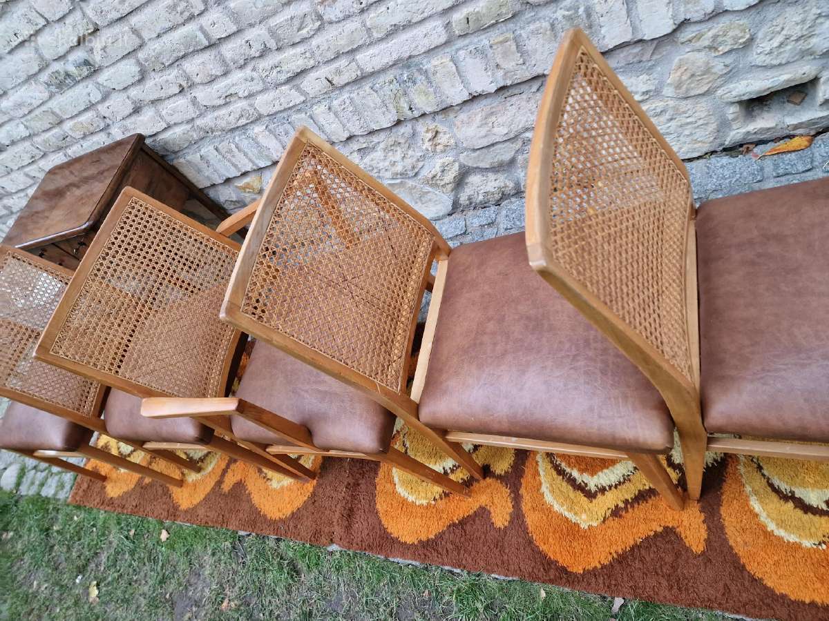 Vintažinės Art Deco bukmedžio/ratango kedės - nuotraukos Nr. 13