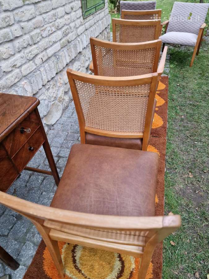 Vintažinės Art Deco bukmedžio/ratango kedės - nuotraukos Nr. 14