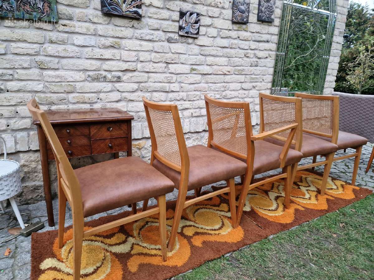 Vintažinės Art Deco bukmedžio/ratango kedės - nuotraukos Nr. 15