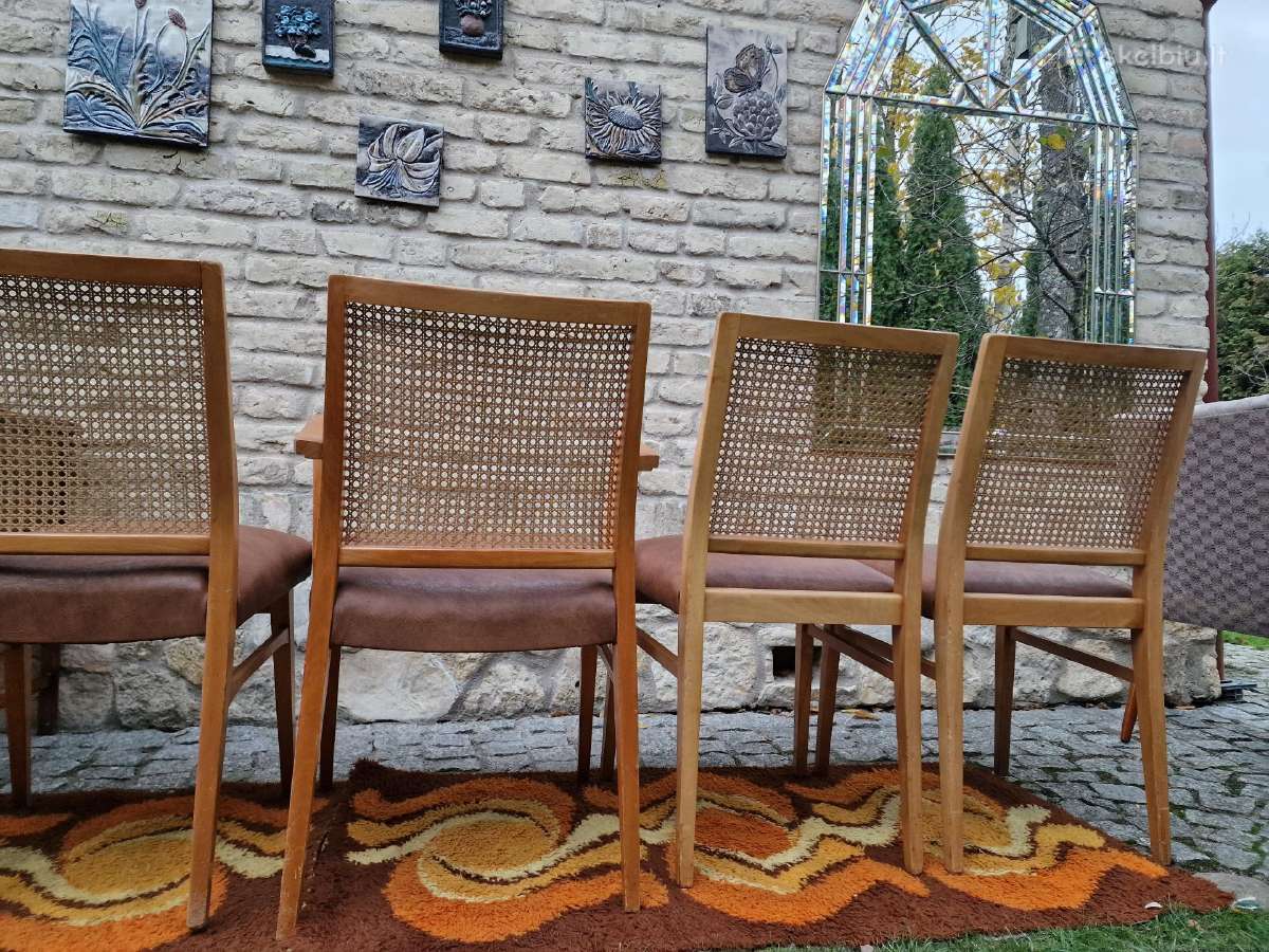 Vintažinės Art Deco bukmedžio/ratango kedės - nuotraukos Nr. 16