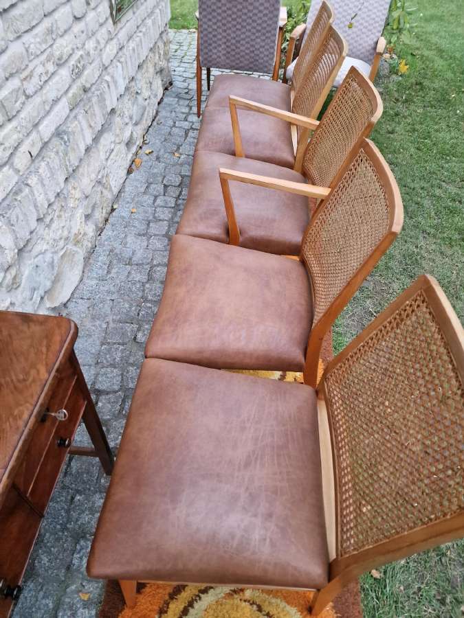 Vintažinės Art Deco bukmedžio/ratango kedės - nuotraukos Nr. 17