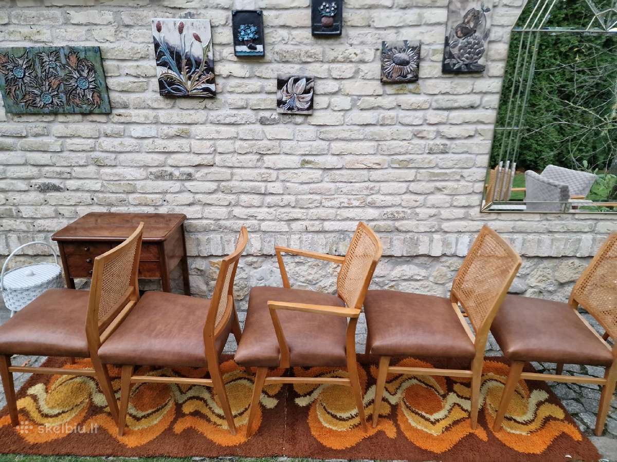 Vintažinės Art Deco bukmedžio/ratango kedės - nuotraukos Nr. 20