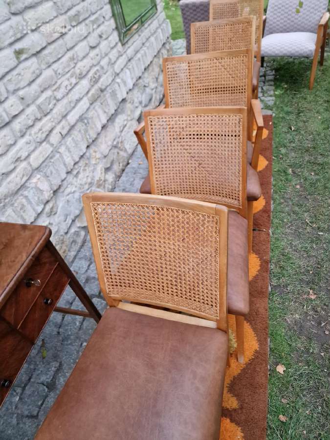 Vintažinės Art Deco bukmedžio/ratango kedės - nuotraukos Nr. 21