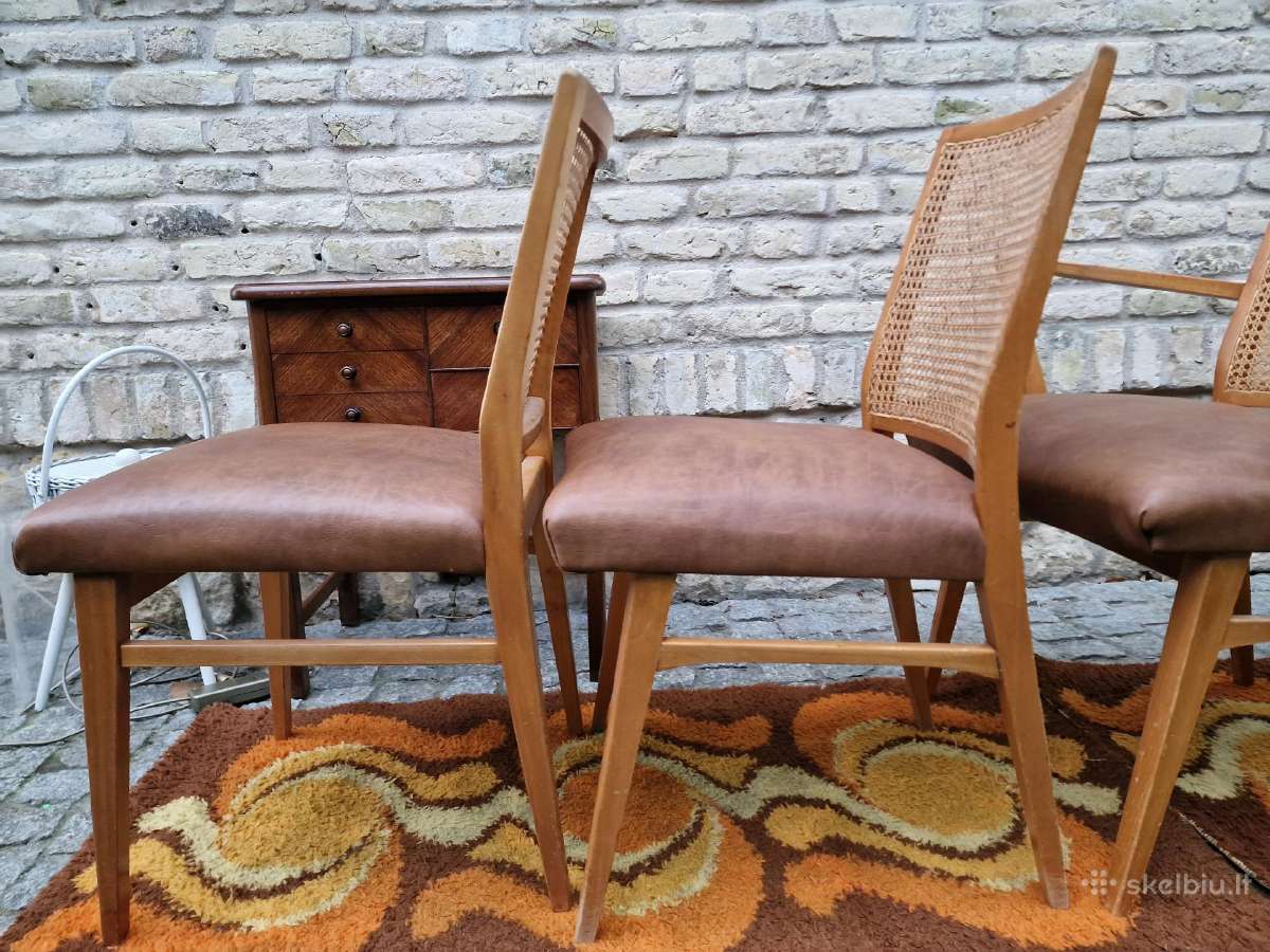 Vintažinės Art Deco bukmedžio/ratango kedės - nuotraukos Nr. 22