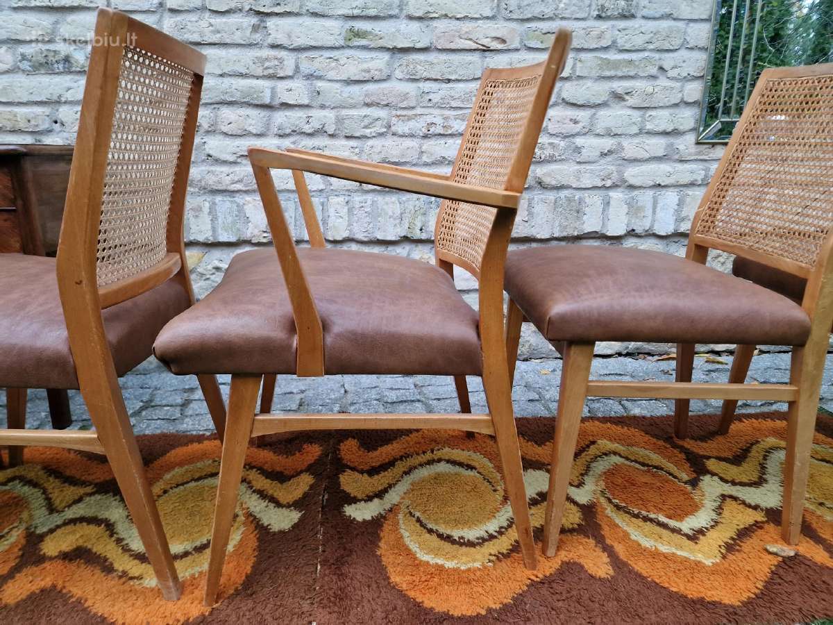 Vintažinės Art Deco bukmedžio/ratango kedės - nuotraukos Nr. 23