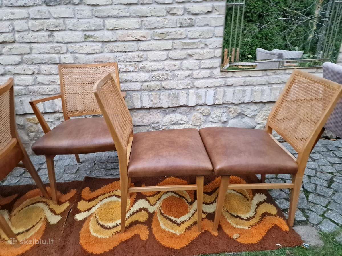 Vintažinės Art Deco bukmedžio/ratango kedės - nuotraukos Nr. 25