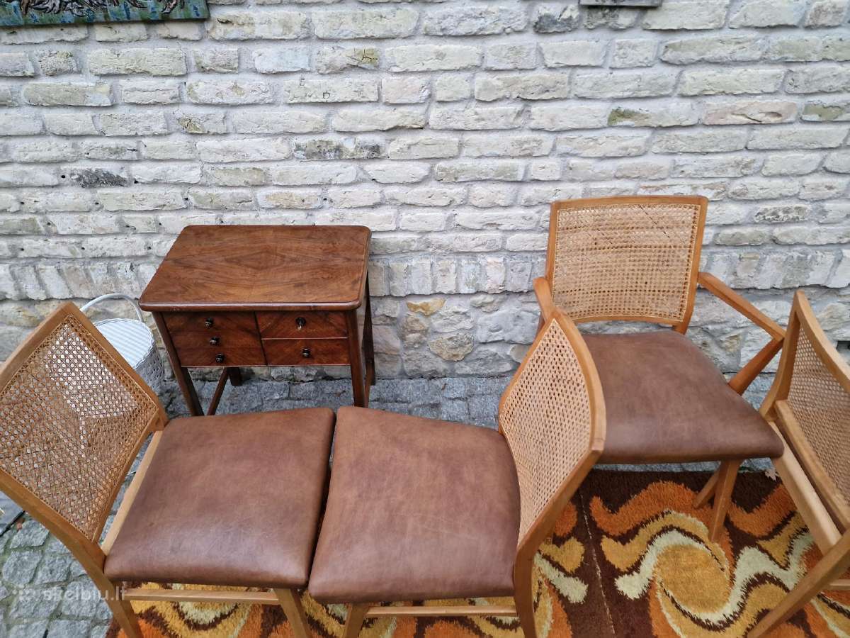 Vintažinės Art Deco bukmedžio/ratango kedės - nuotraukos Nr. 27
