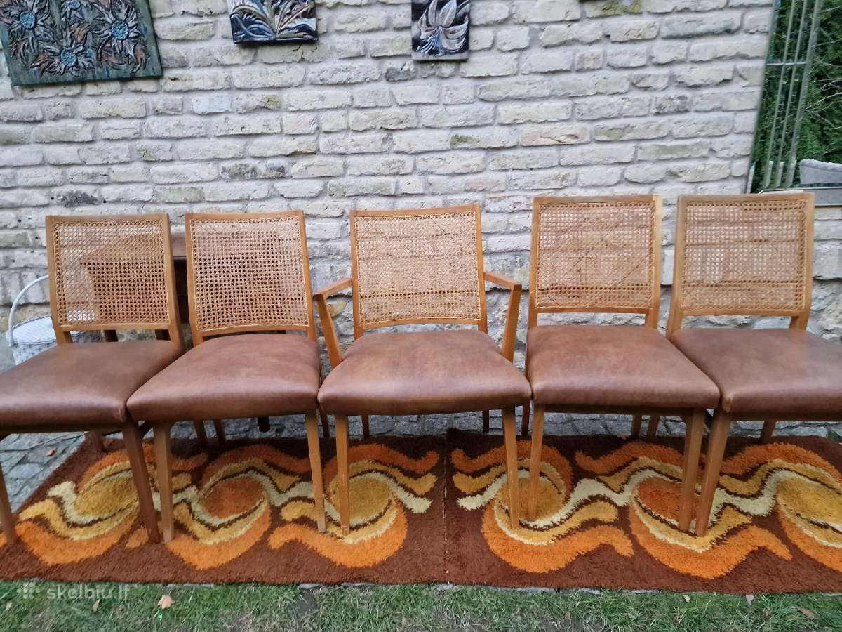 Vintažinės Art Deco bukmedžio/ratango kedės - nuotraukos Nr. 29