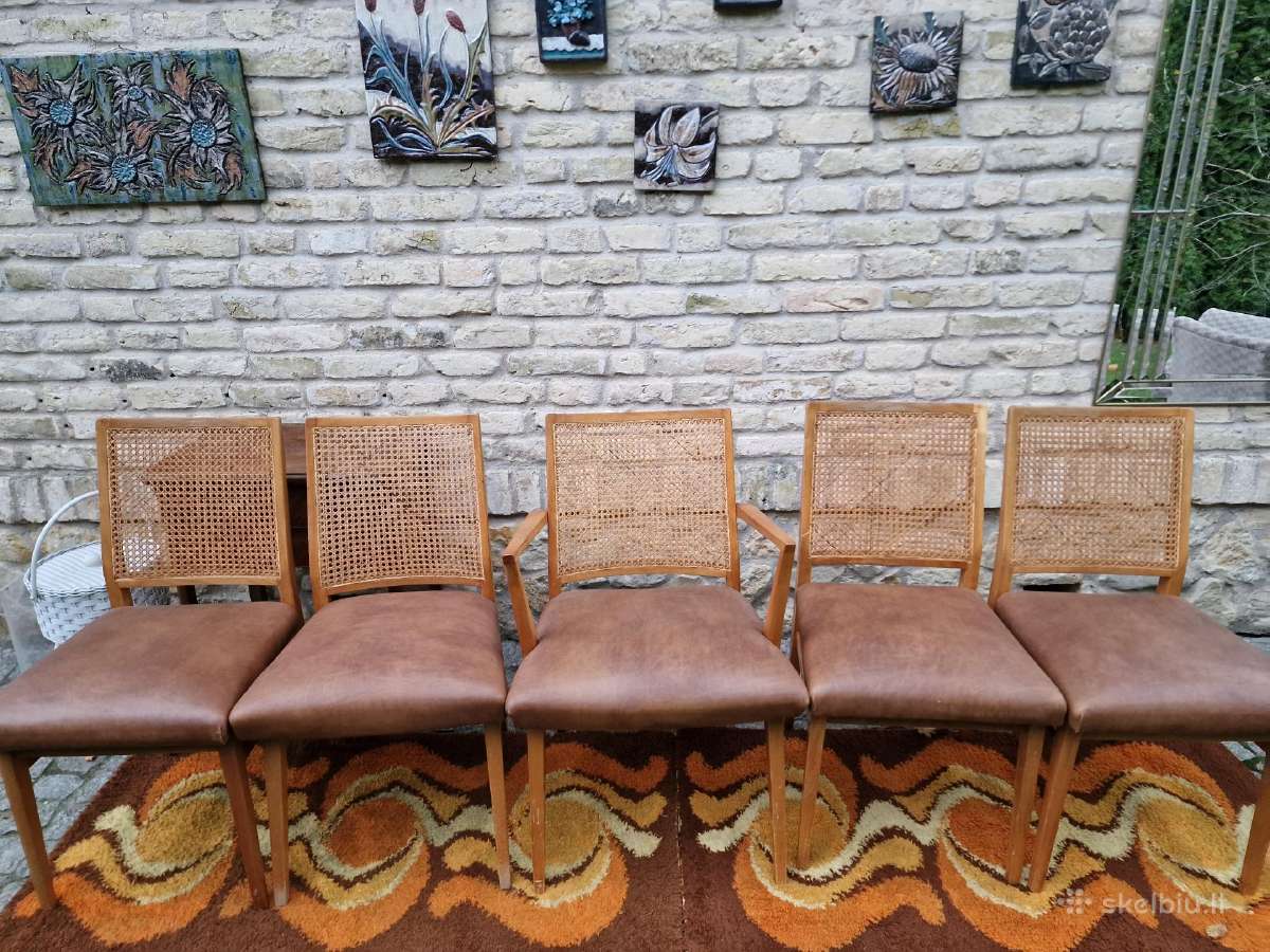 Vintažinės Art Deco bukmedžio/ratango kedės - nuotraukos Nr. 30