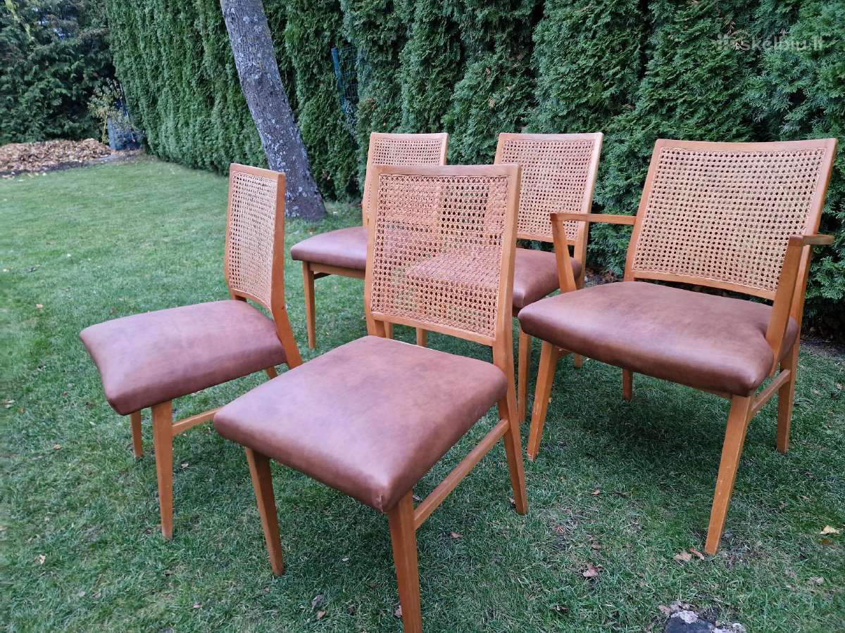 Vintažinės Art Deco bukmedžio/ratango kedės - nuotraukos Nr. 31