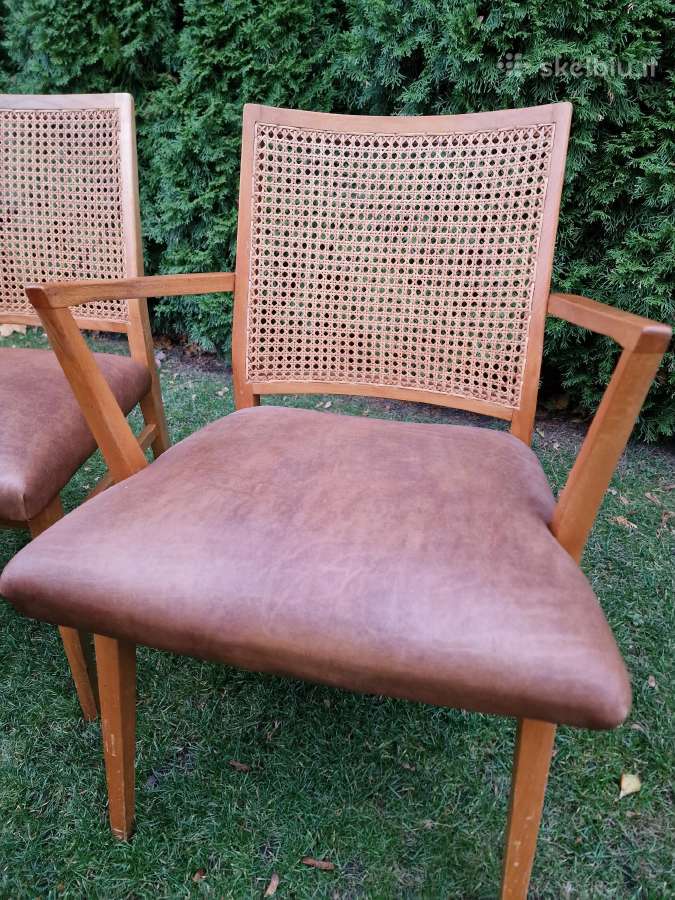 Vintažinės Art Deco bukmedžio/ratango kedės - nuotraukos Nr. 33
