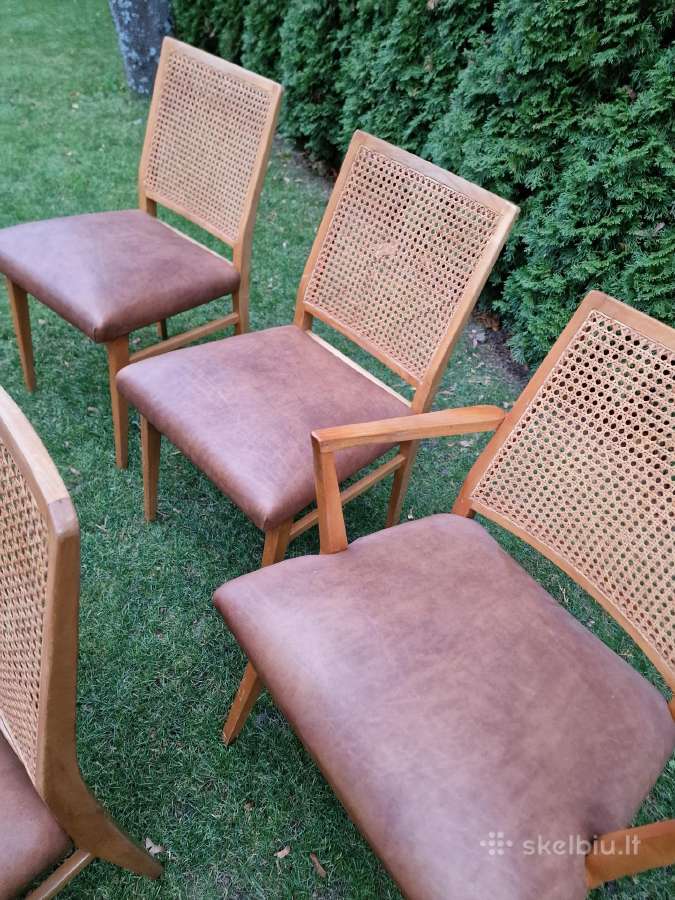 Vintažinės Art Deco bukmedžio/ratango kedės - nuotraukos Nr. 34