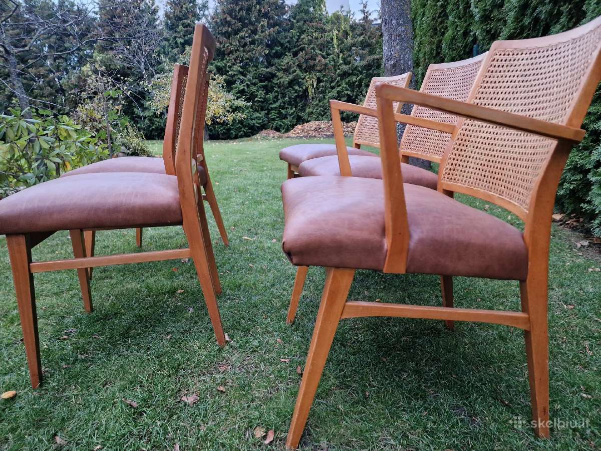Vintažinės Art Deco bukmedžio/ratango kedės - nuotraukos Nr. 35