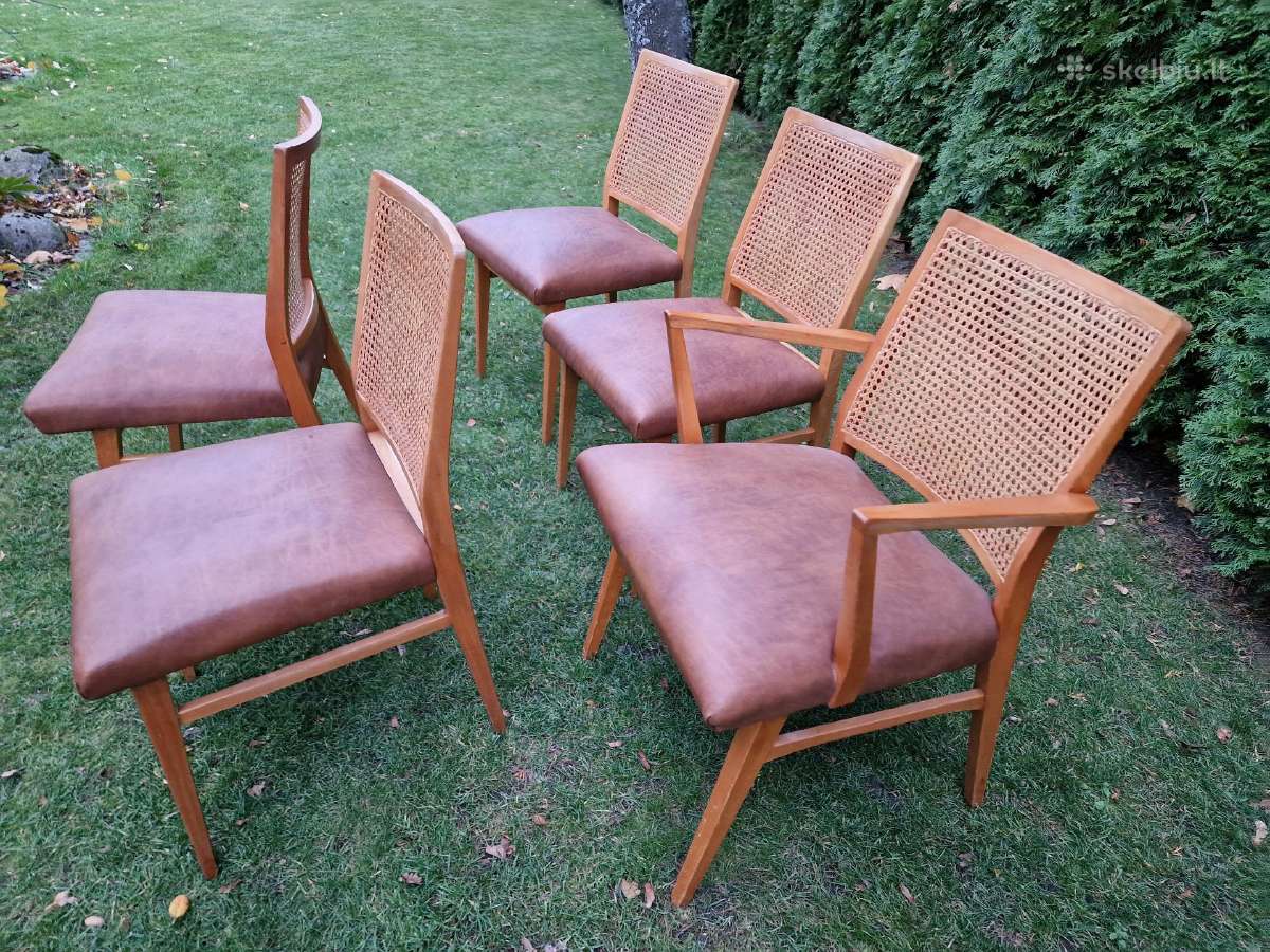 Vintažinės Art Deco bukmedžio/ratango kedės - nuotraukos Nr. 36
