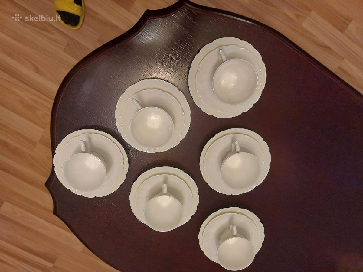 6 porcelianiniai kavos puodeliai su lėkštutėmis - nuotraukos Nr. 4