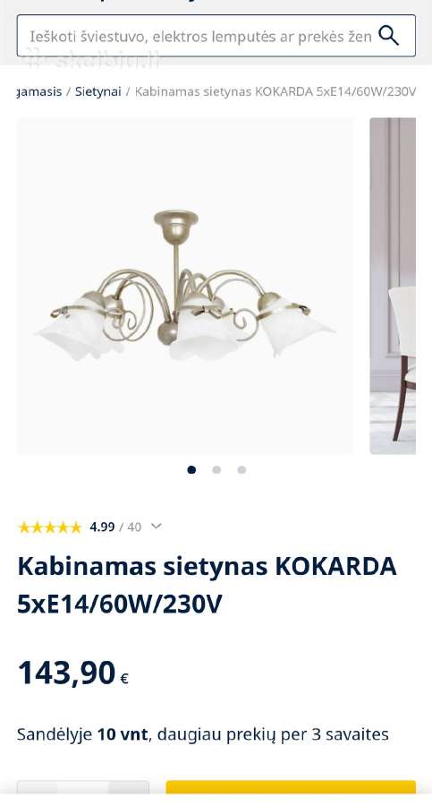 Kabinamas šviestuvas Luminex Kokarda 5xe14/60w/230 - nuotraukos Nr. 2