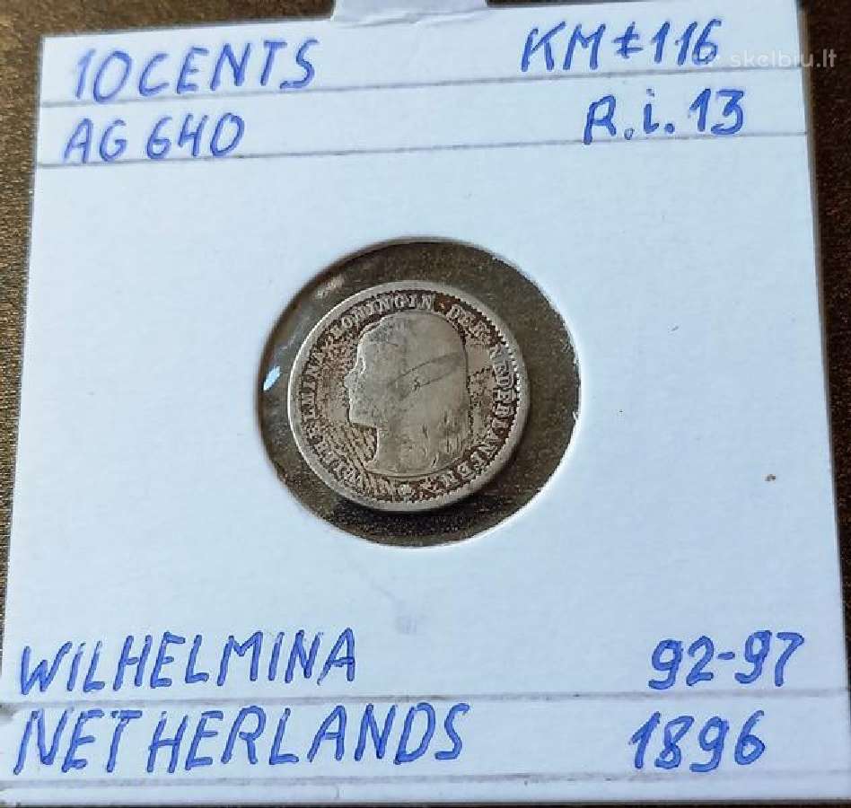 Nyderlandai 1896 10 cent (sidabras)