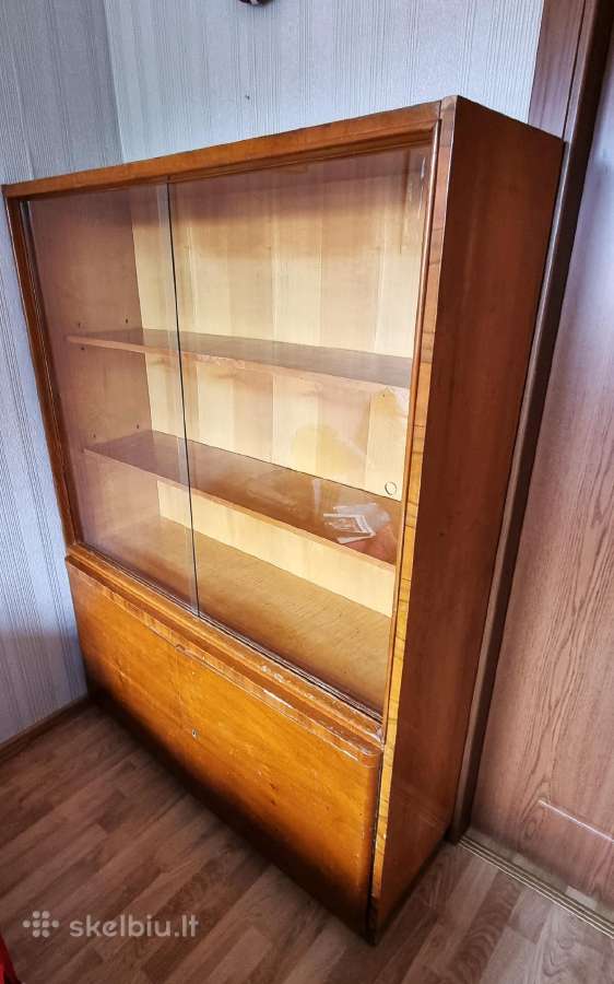 Vintažinės riešutmedžio knygų spinta. - nuotraukos Nr. 2