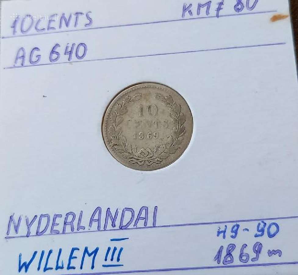 Nyderlandai 1869 10 cent (sidabras)
