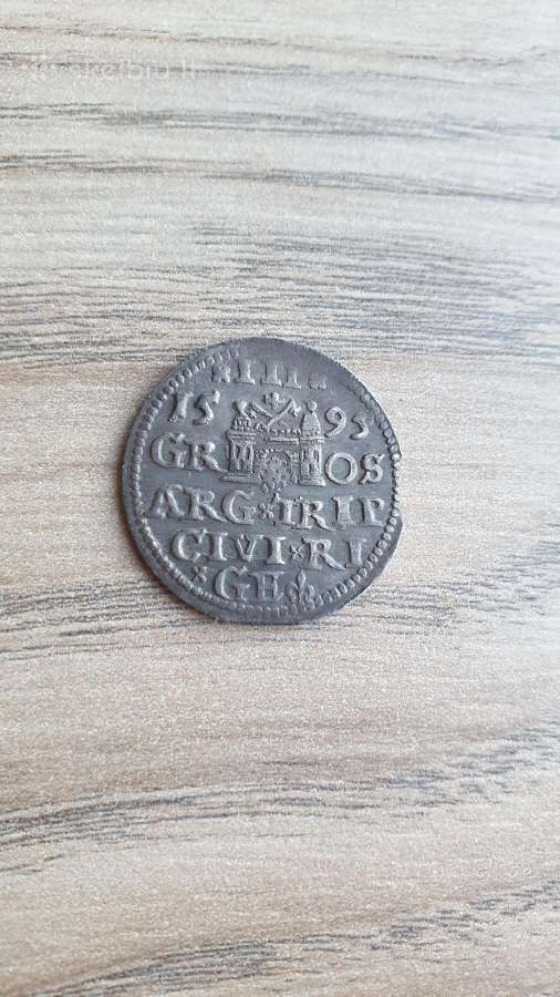 1595 metų Žygimanto Vazos Rygos trigrašis - nuotraukos Nr. 2