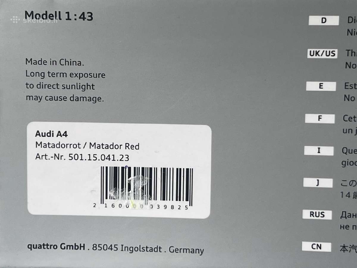 Audi A4 B9 1:43 - nuotraukos Nr. 8