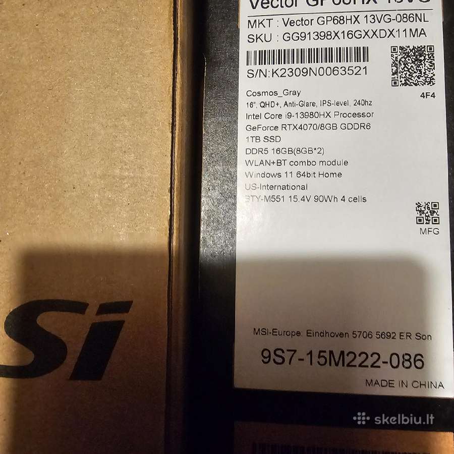 Vector Gp68hx 13vg 32gb 240 16qhd - nuotraukos Nr. 7