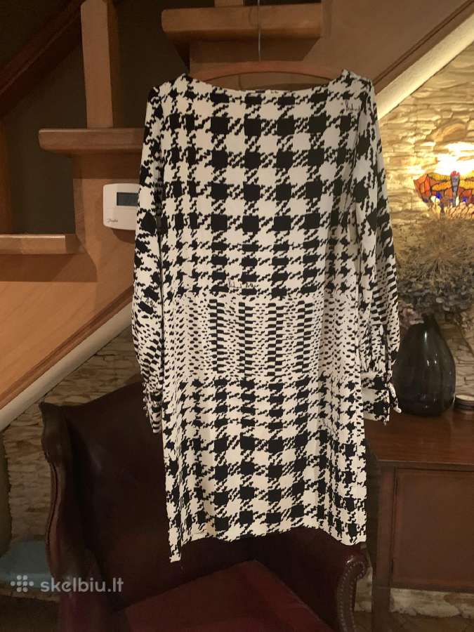 Juoda / balta žąsies kojelių rašto H&m suknelė - nuotraukos Nr. 2