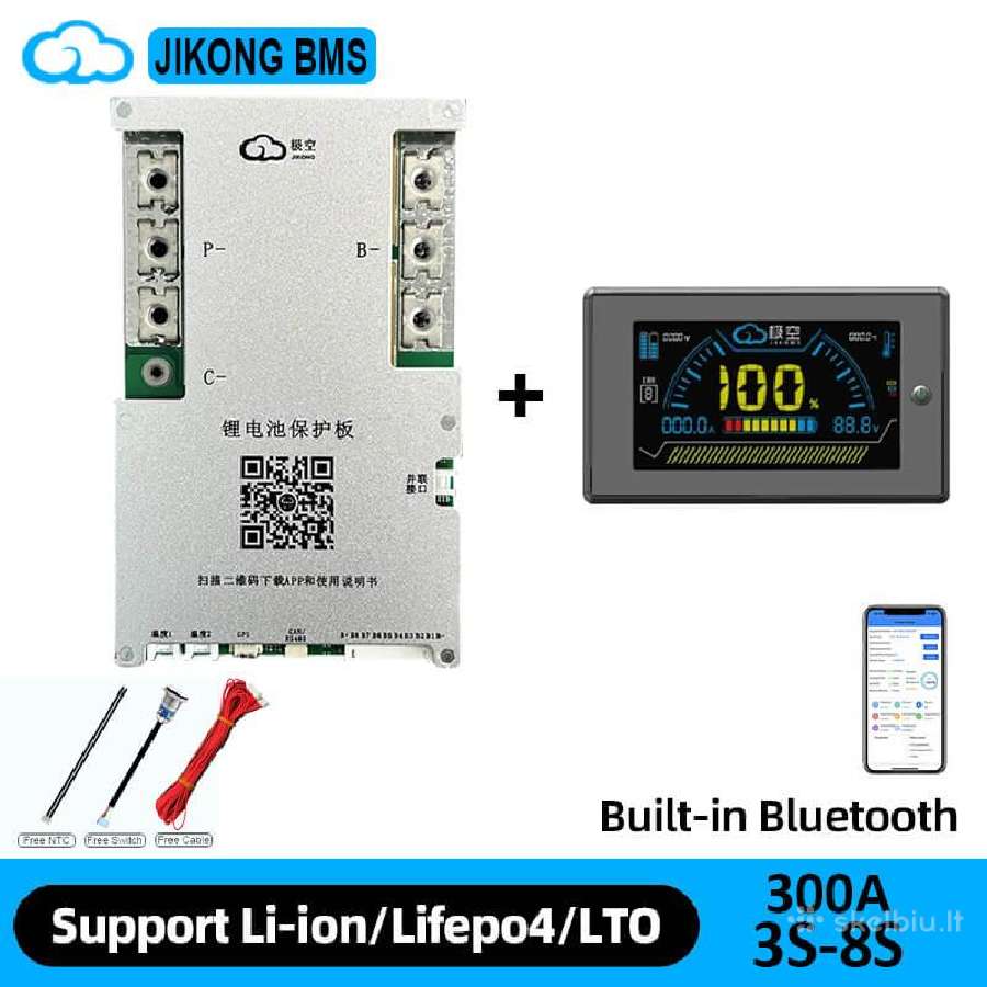 Jkbms plokštė 300a B2a8s30p 3s-8s +3.2 LCD