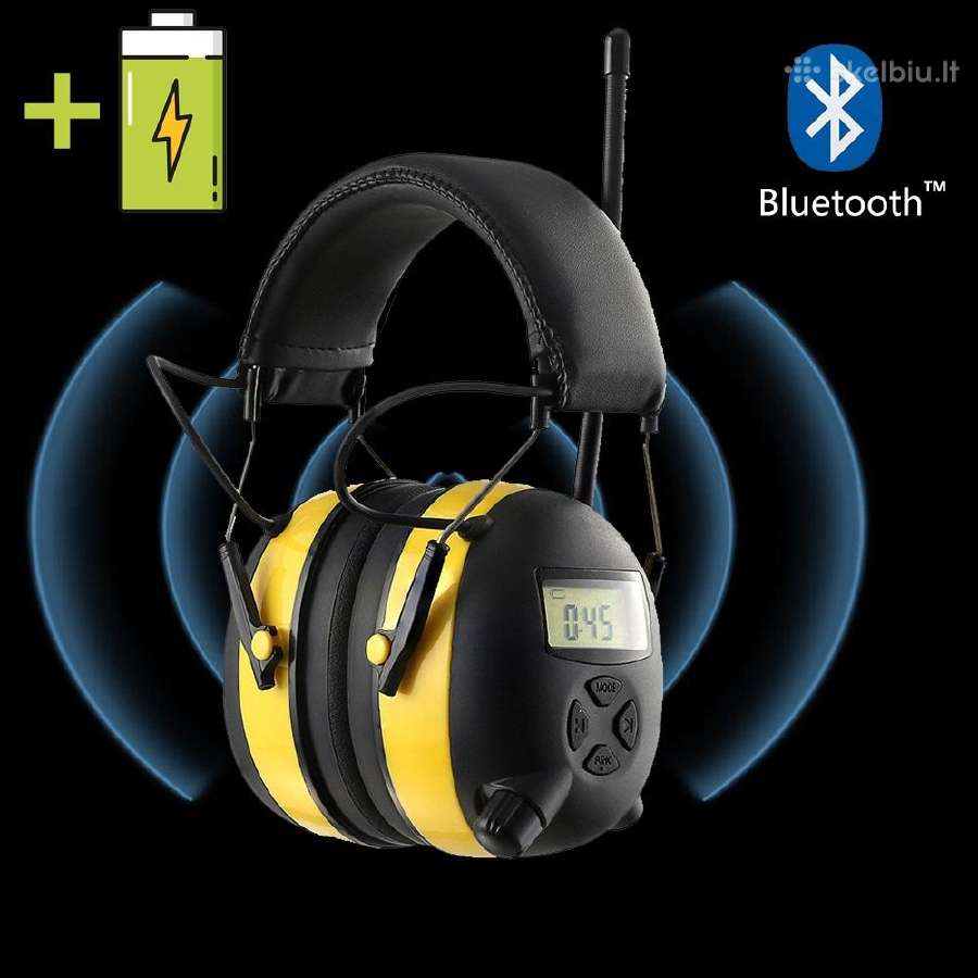 Darbo apsauginės ausinės Bluetooth, Fm radija, LCD - nuotraukos Nr. 2