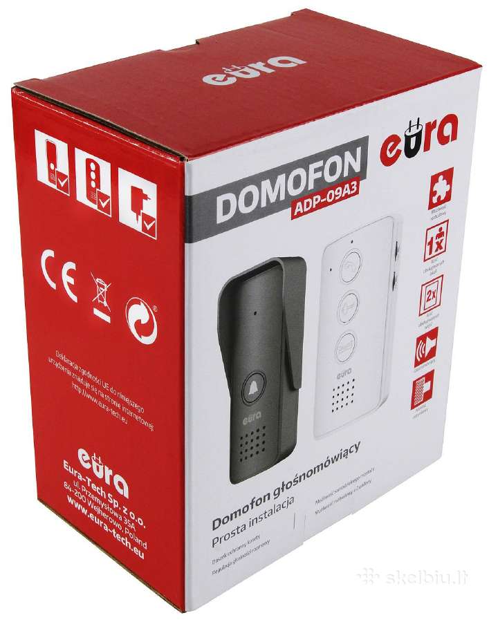 Domofonas/lauko skambutis Eura Adp-09a3 White - nuotraukos Nr. 3